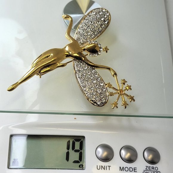 Gold Tone Angel Brooch with Magic Wand - Picture 6 of 15